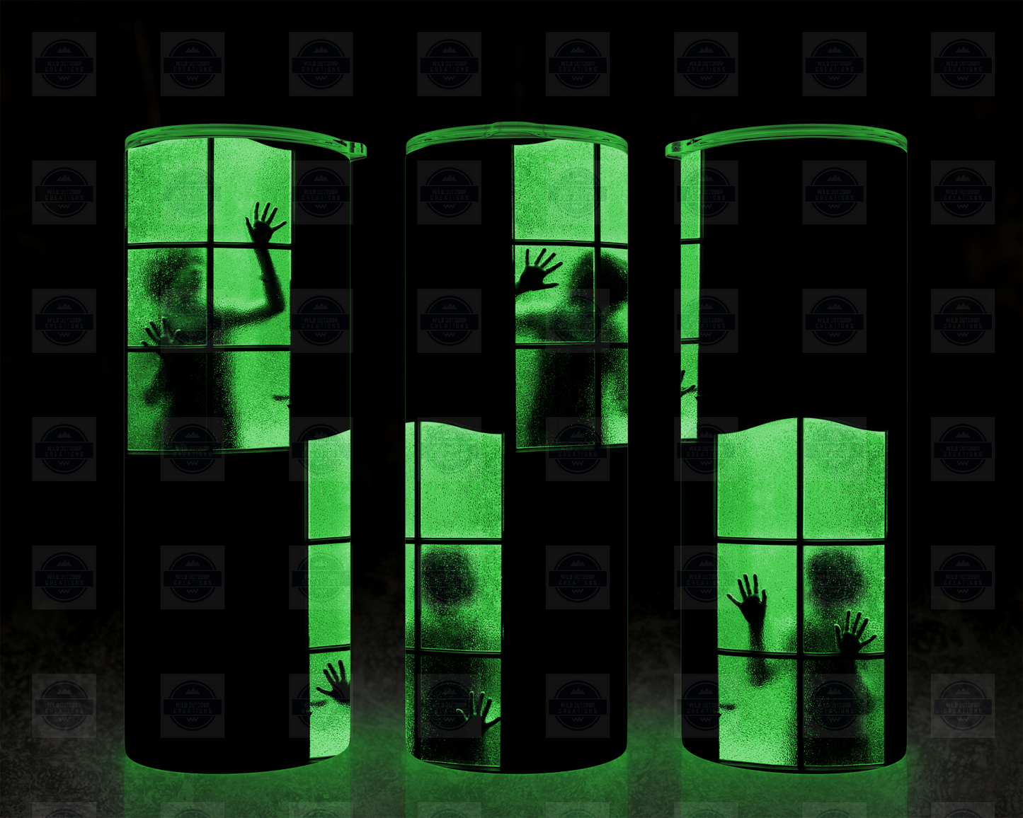 Creepy Halloween Glow In The Dark Tumbler Cup with Straw and Lid