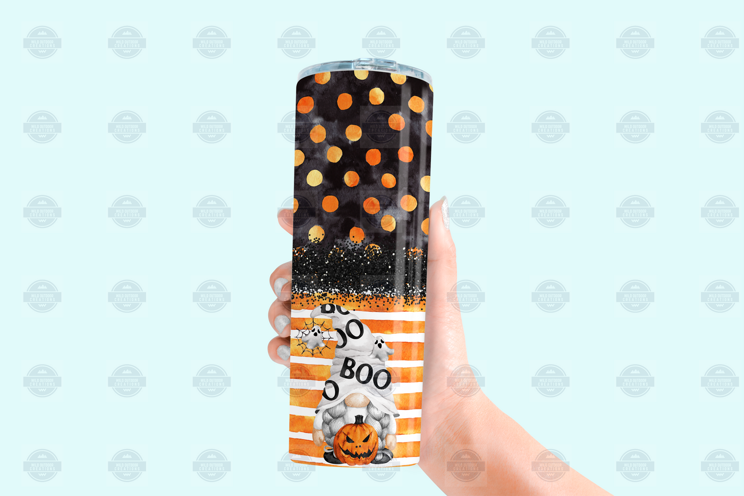Halloween Gnome Tumbler Cup with Straw and Lid