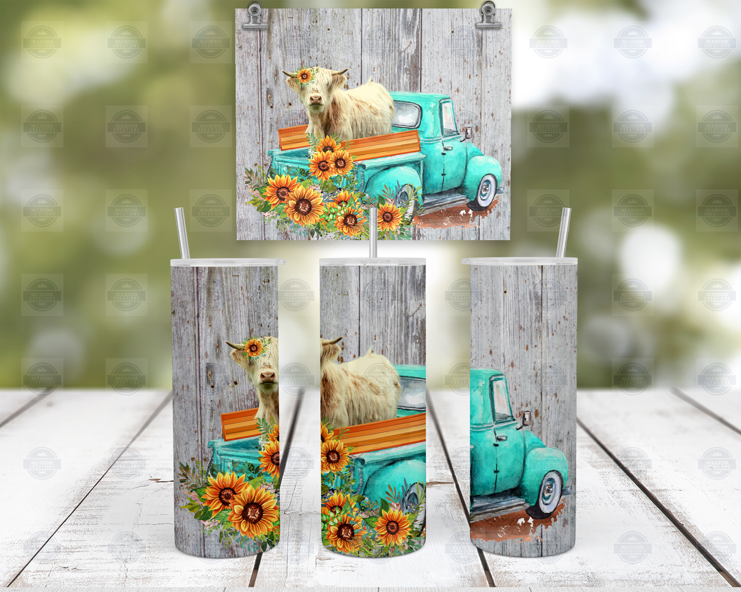 Highland Cow Farm Truck 20oz Skinny Tumbler with Straw  Lid - Perfect for Hot  Cold Beverages