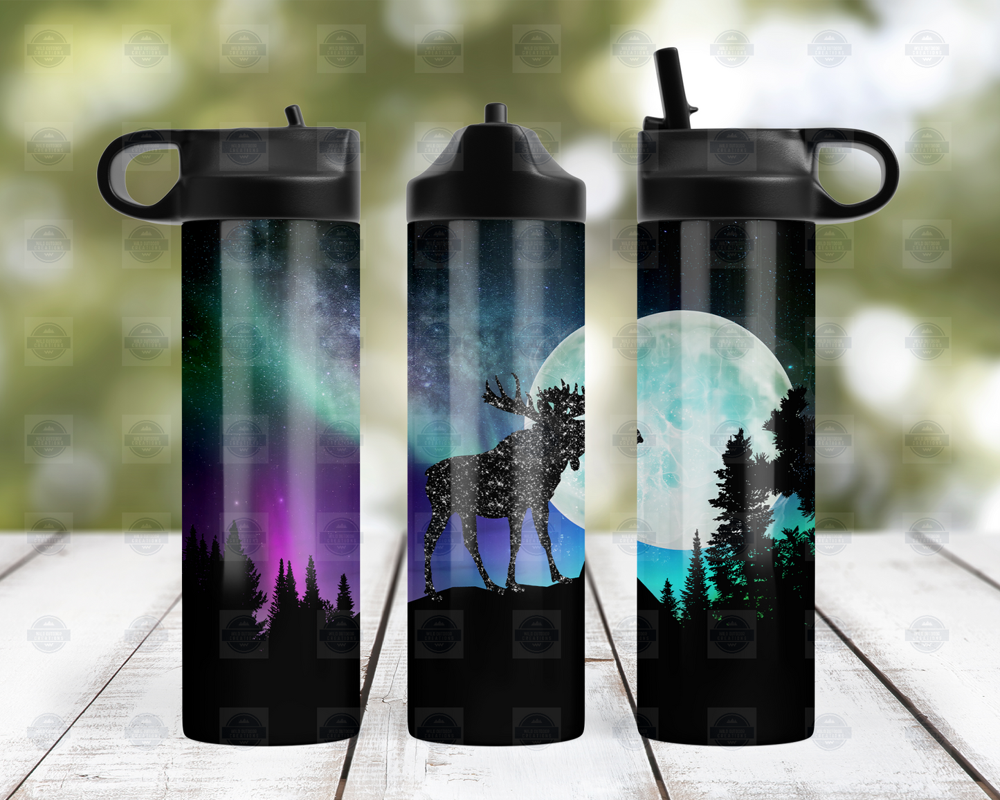 Moose Northern Lights 20oz Water Bottle with Flip Top Lid