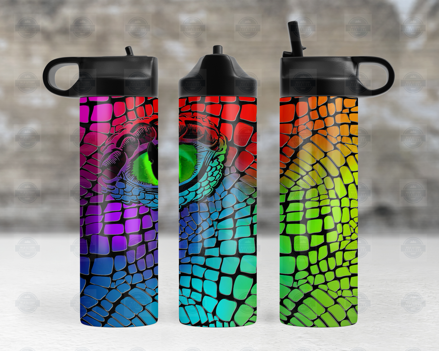 Rainbow Dragon Eye 20oz Travel Water Bottle with Flip Top Lid
