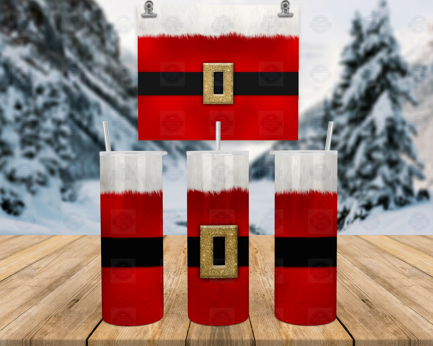 Santa Suit 20oz Skinny Tumbler with Straw and Lid, To Go Cup