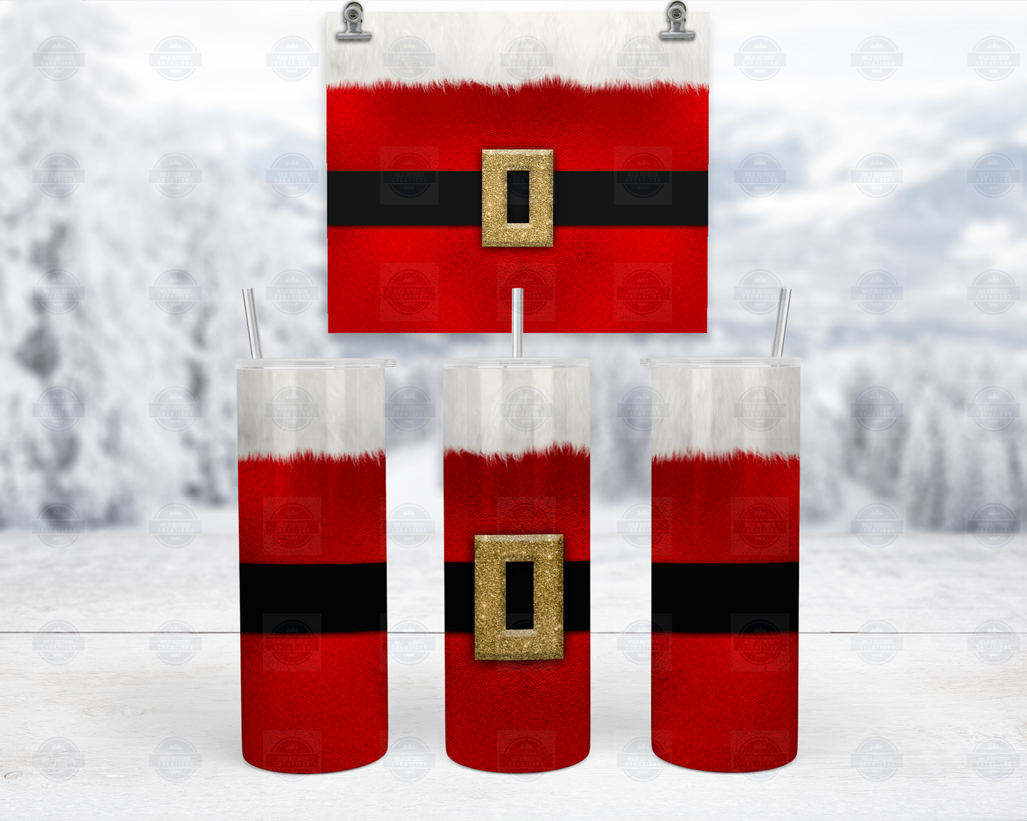 Santa Suit 20oz Skinny Tumbler with Straw and Lid, To Go Cup