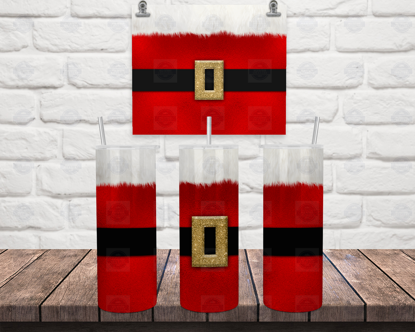 Santa Suit 20oz Skinny Tumbler with Straw and Lid, To Go Cup