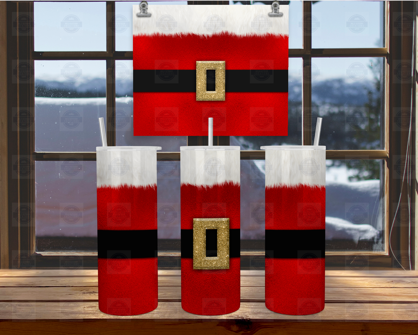 Santa Suit 20oz Skinny Tumbler with Straw and Lid, To Go Cup