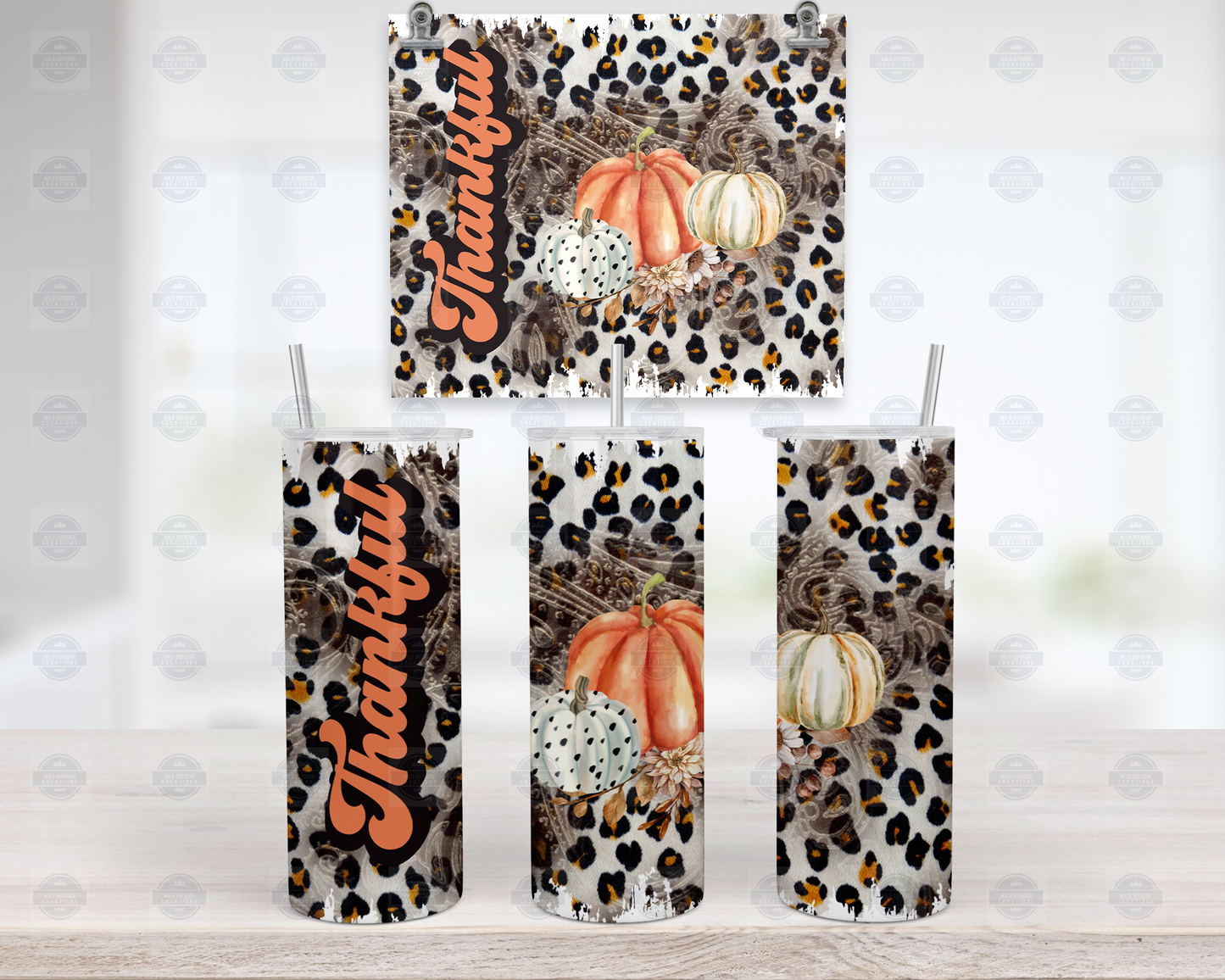 Boho Thankful Tumbler Cup with Lid and Straw, Travel Coffee Tumbler for Mom, On the Go Water Bottle