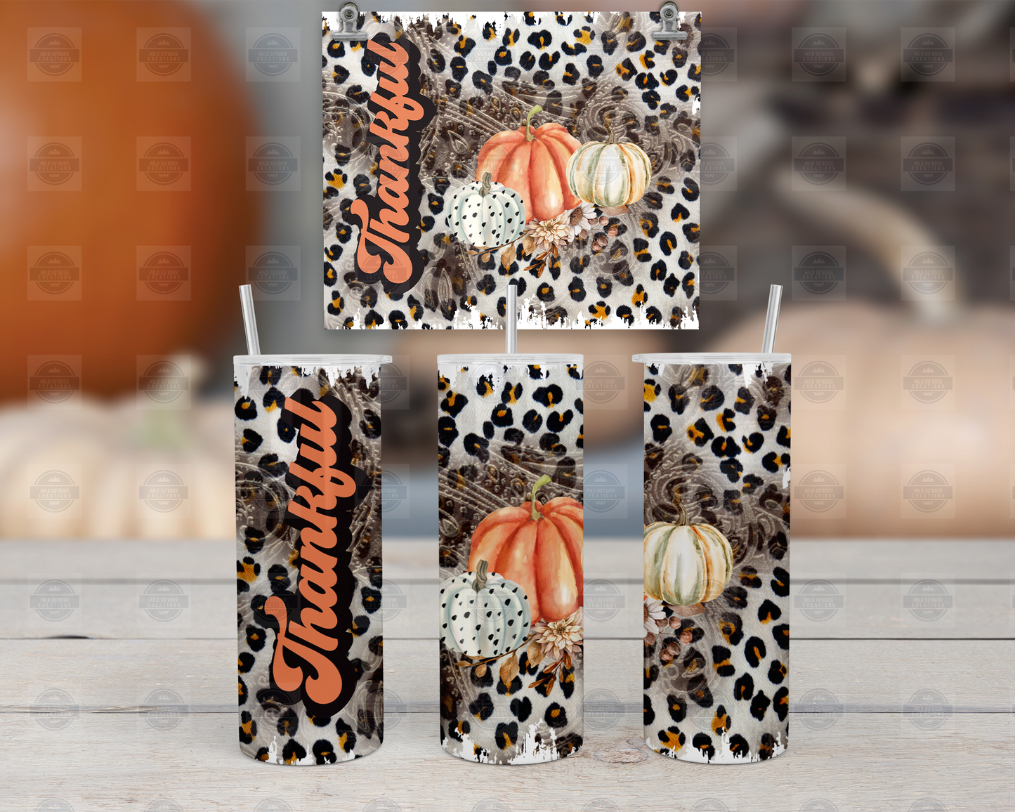 Boho Thankful Tumbler Cup with Lid and Straw, Travel Coffee Tumbler for Mom, On the Go Water Bottle