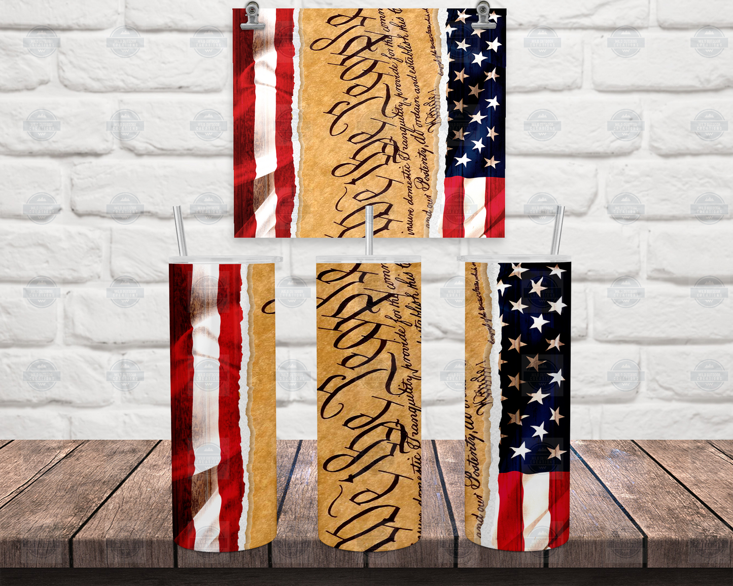 USA Flag We Are The People 20oz Skinny Tumbler with Straw and Lid, Travel Coffee Mug