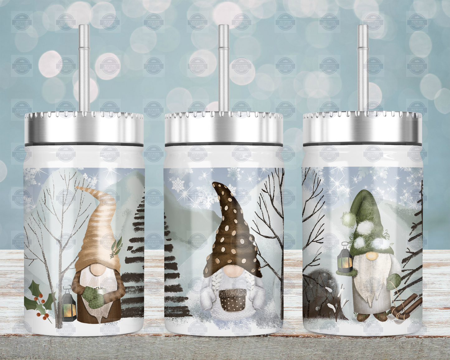 Winter Gnome 17oz Mason Jar with Straw and Lid