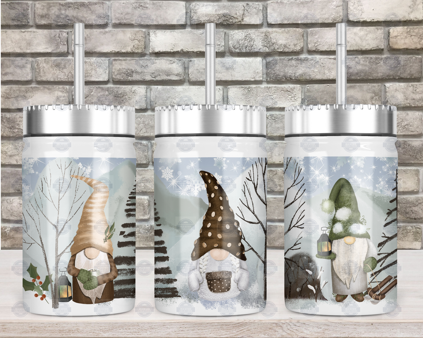 Winter Gnome 17oz Mason Jar with Straw and Lid