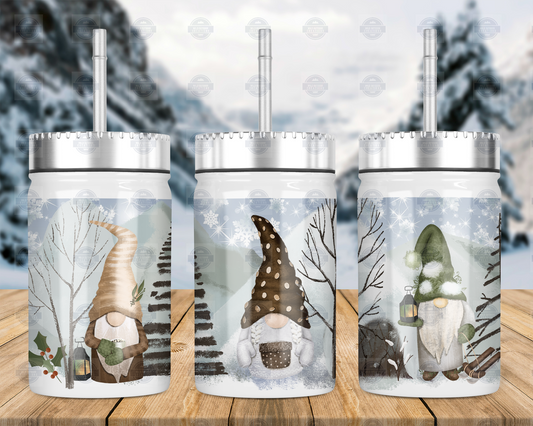 Winter Gnome 17oz Mason Jar with Straw and Lid